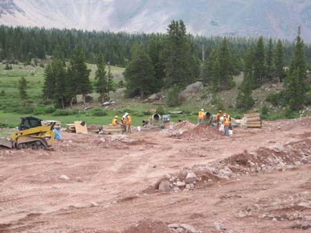 13-East Timothy Stabilization, crew mix and deliver cement for gabion cutoff walls