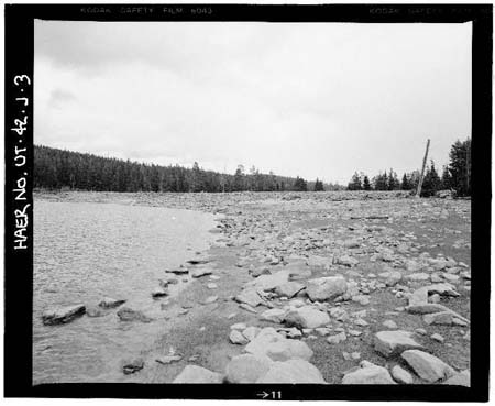 HAER photo of upstream face of Kidney Lake Dam, looking east, July 1985