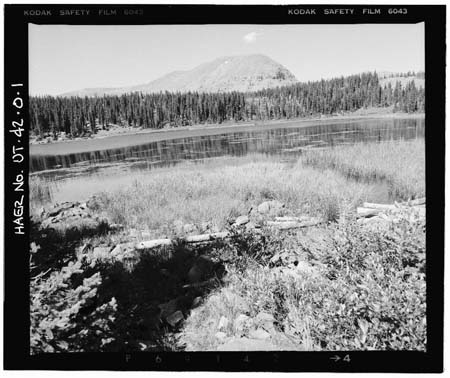 HAER photo of White Miller Lake and upstream face of Dam, looking north, July 1985