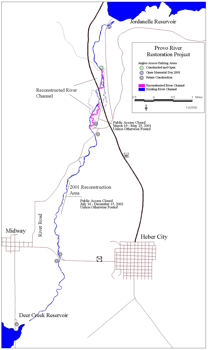 Provo River Restoration 2001 Winter Update Project Map